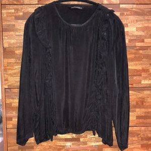 ZARA Premium Denim Collection Black Tencel Top size M